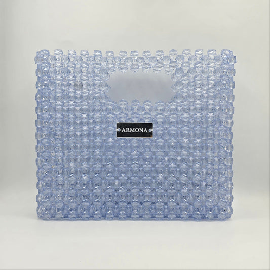 Handgemaakte blauwe kralentas Capri van Armona – luxe accessoire met kralen - handgemaakt design